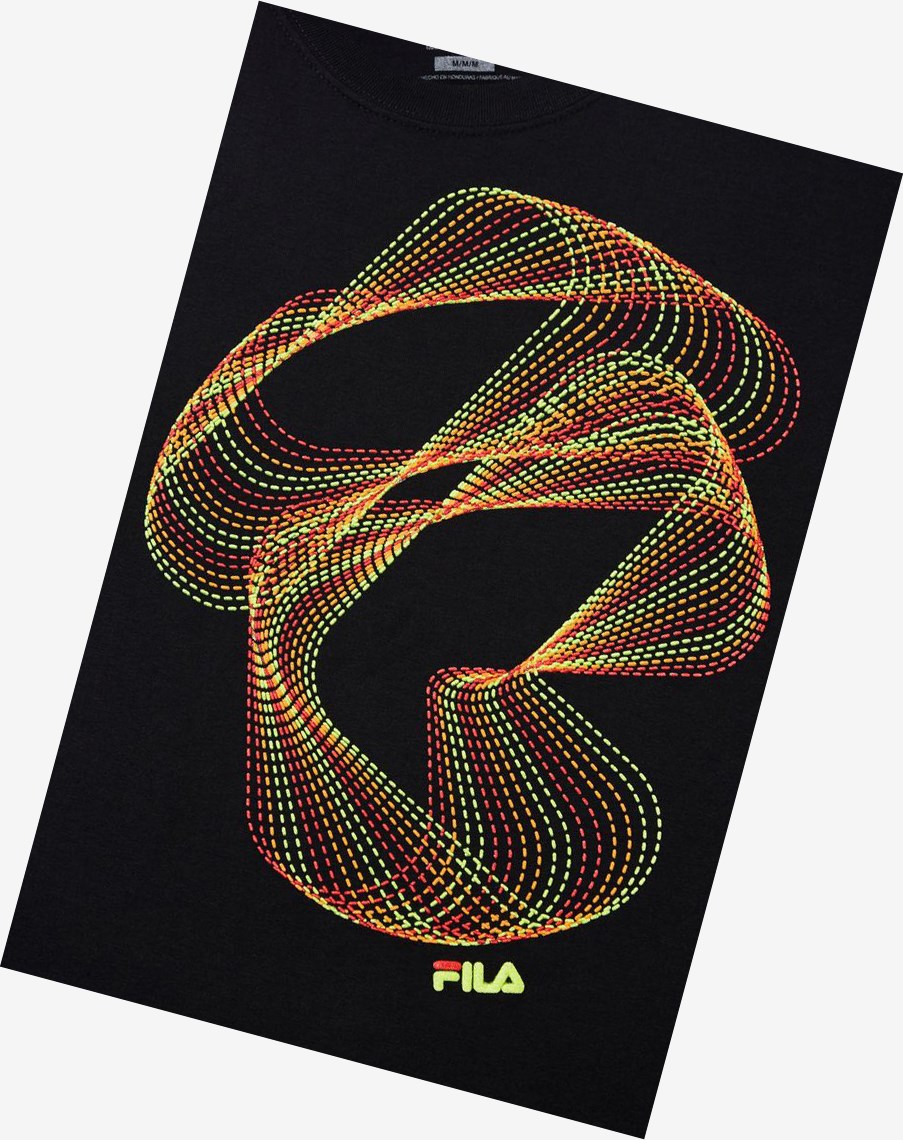 Fila Optical Stitch Tee Czarne | NMJUF-2063