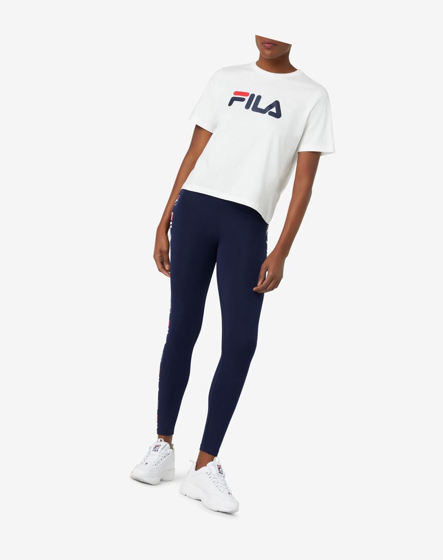 Fila Parma Legging Białe Czerwone | BEWSF-6137