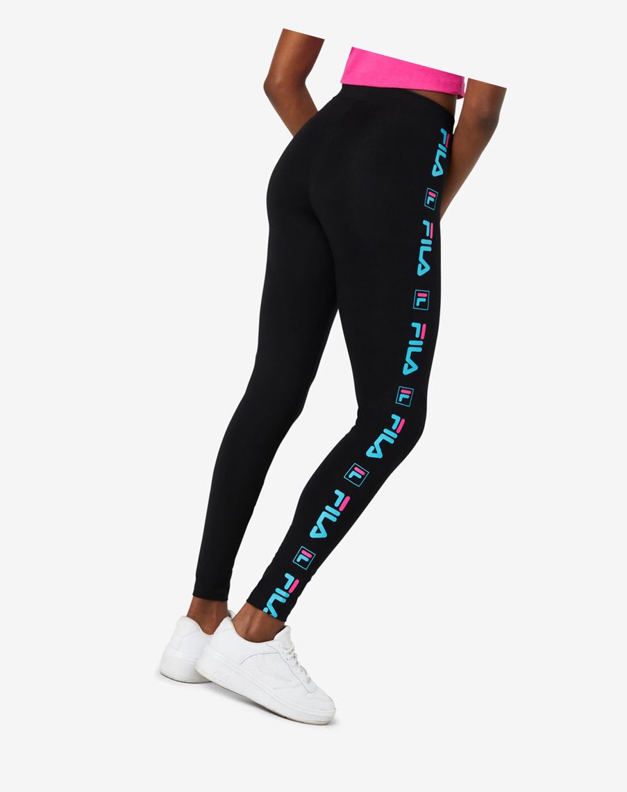 Fila Parma Legging Czarne Niebieskie Różowe | KBODL-4513