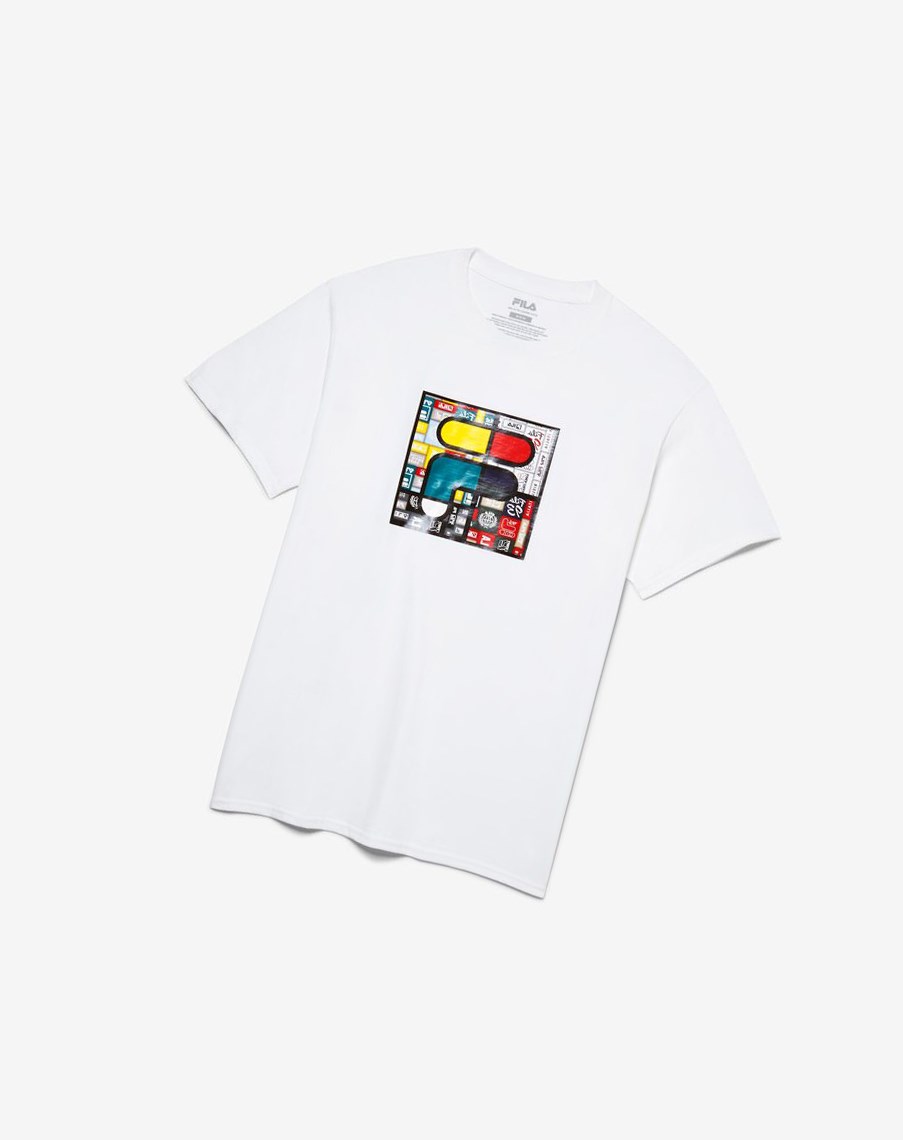 Fila Patchwork Tee Białe | XOMCE-8970