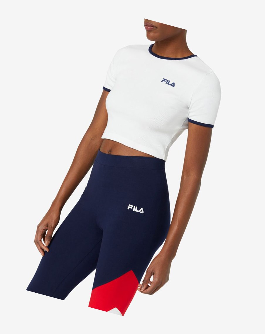 Fila Perla Crop Top Białe | CMIQB-1205