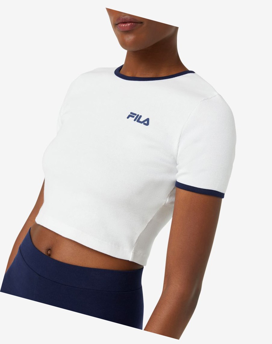 Fila Perla Crop Top Białe | CMIQB-1205