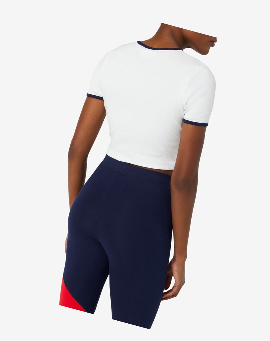 Fila Perla Crop Top Białe | IEDMY-3901