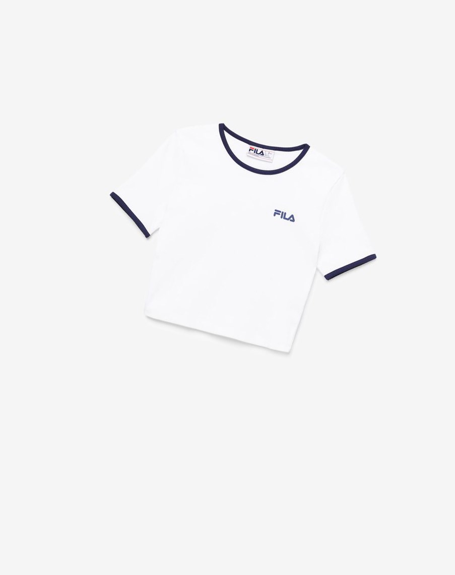 Fila Perla Crop Top Białe | IEDMY-3901