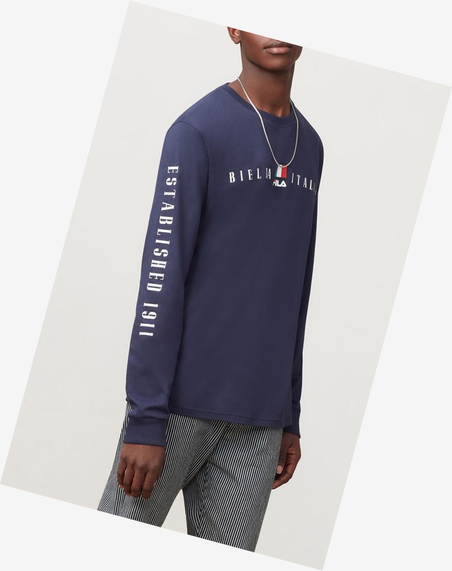 Fila Petrelli Long Sleeve Tee Peac/Wht/Cred | HGVDE-4815