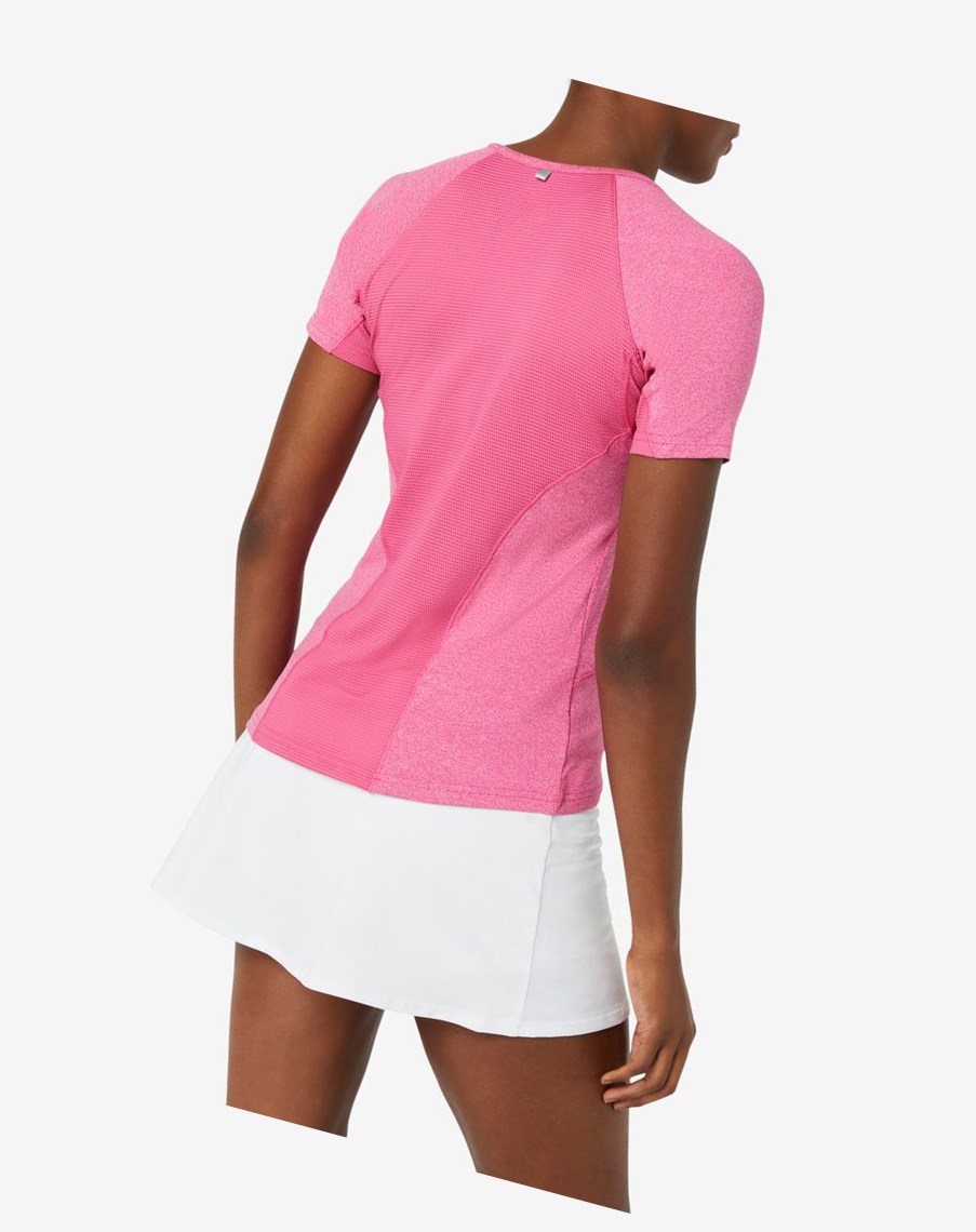 Fila Pickleball Krótkie Sleeve Top Różowe | LIJKR-9470