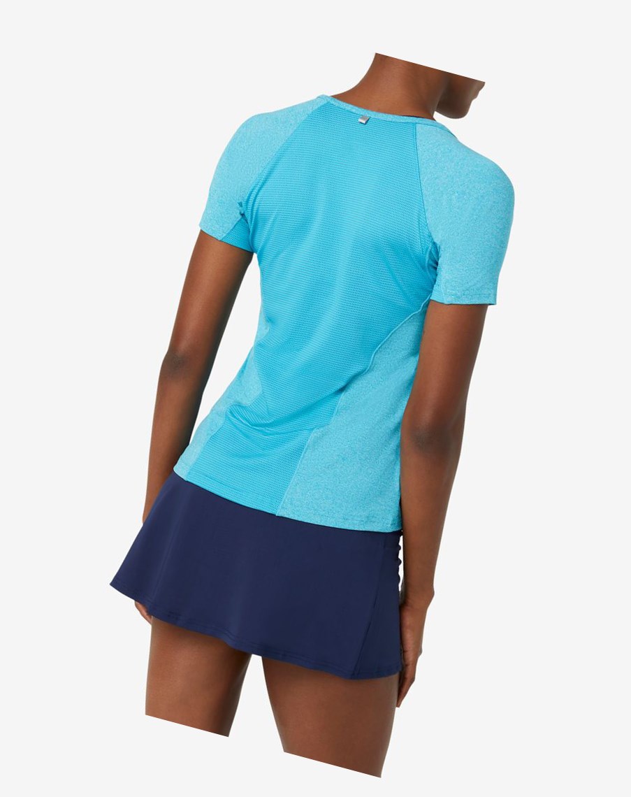 Fila Pickleball Krótkie Sleeve Top Turkusowe | MBDQR-3450