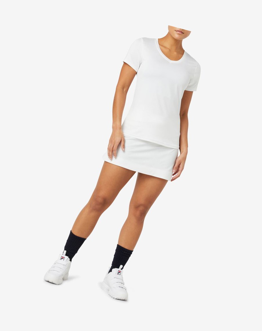 Fila Pickleball Silky V-neck Białe | BWAOU-0671