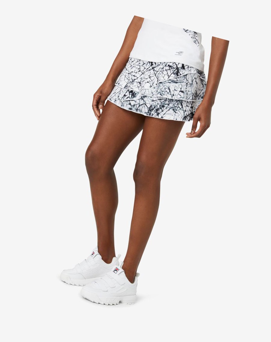 Fila Pickleball Tiered Printed Skort Białe | AYOKX-4789