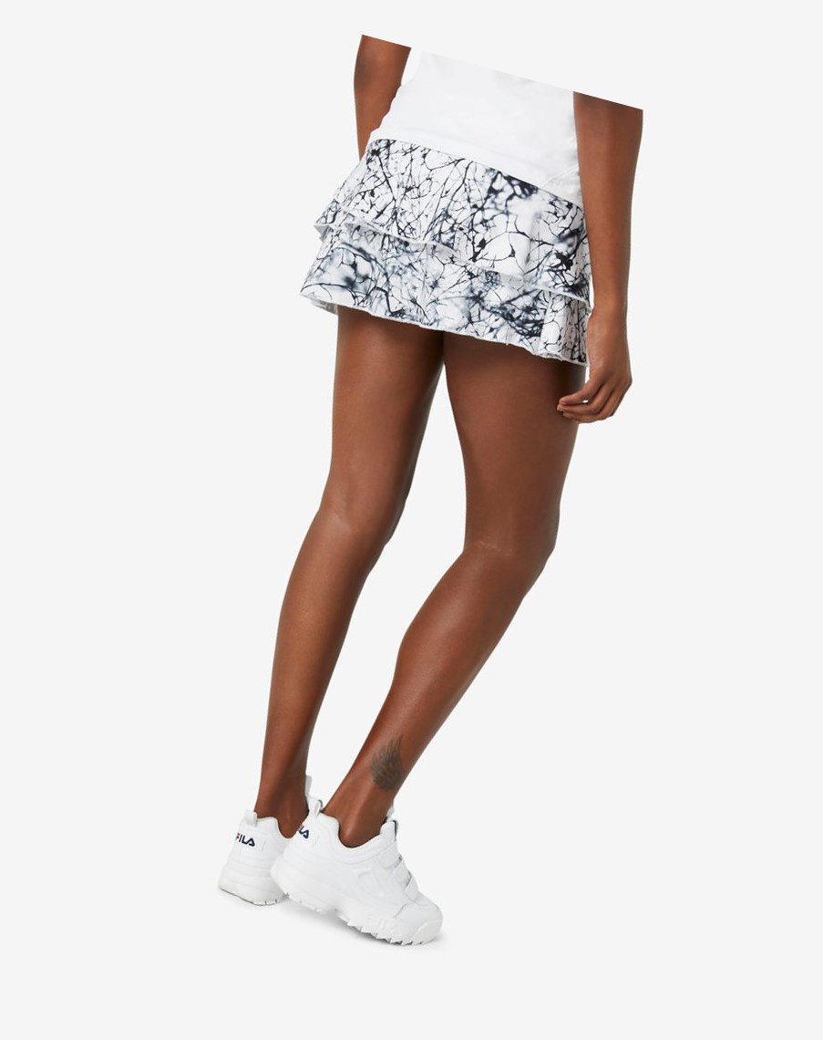 Fila Pickleball Tiered Printed Skort Białe | AYOKX-4789