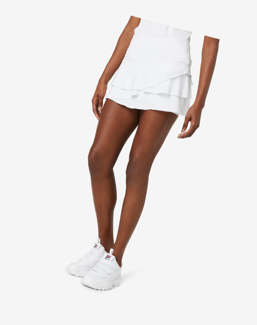 Fila Pickleball Tiered Printed Skort Białe | HBYCA-5984