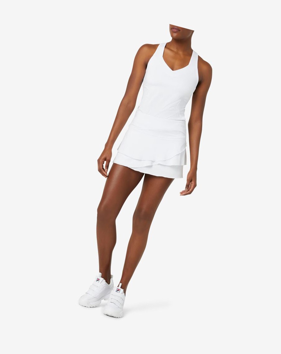 Fila Pickleball Tiered Printed Skort Białe | ZXNOW-4170