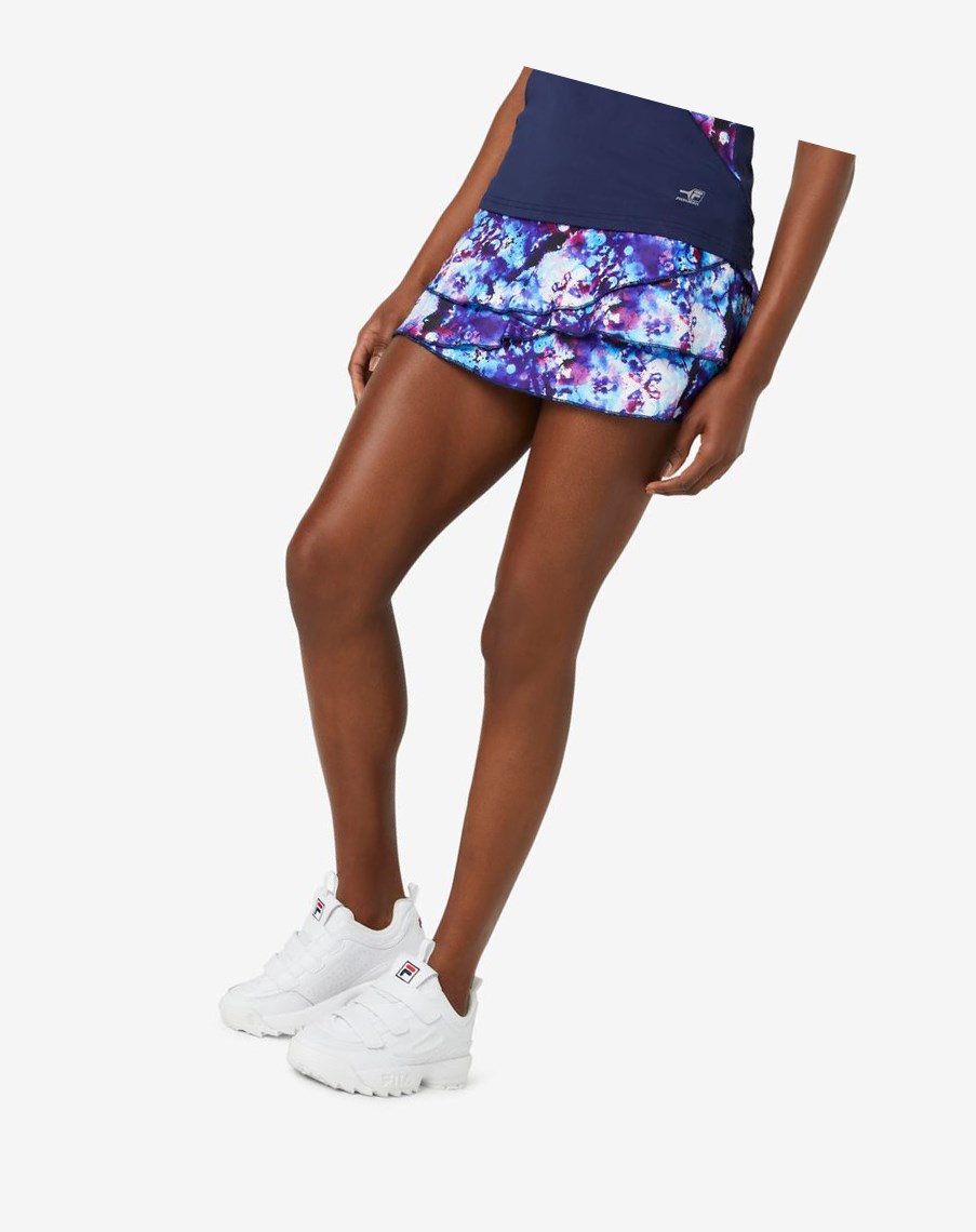 Fila Pickleball Tiered Printed Skort Granatowe Granatowe | ZGYFK-4106