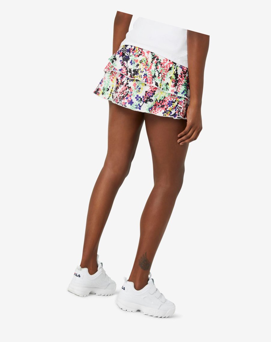 Fila Pickleball Tiered Printed Skort Kolorowe Białe | EYIKU-4096