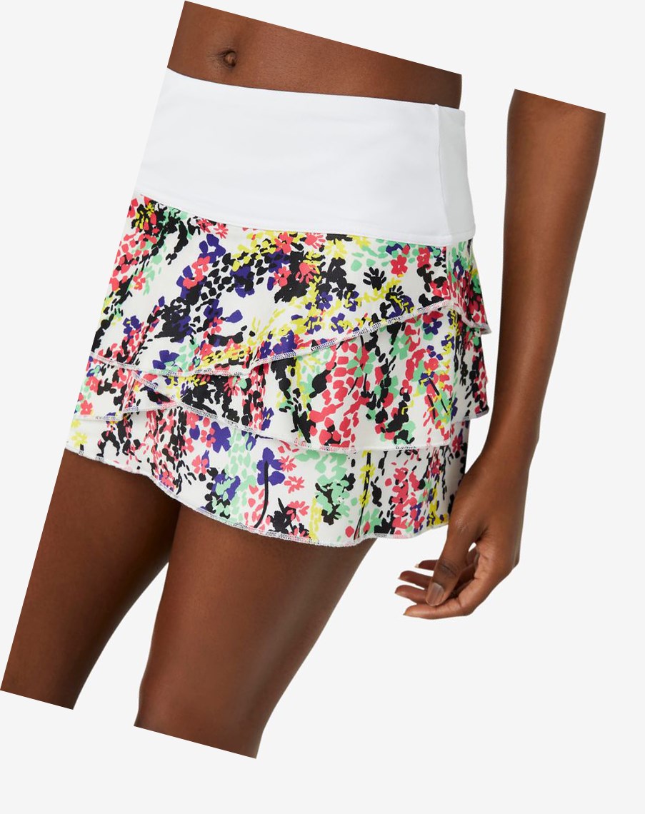 Fila Pickleball Tiered Printed Skort Kolorowe Białe | EYIKU-4096