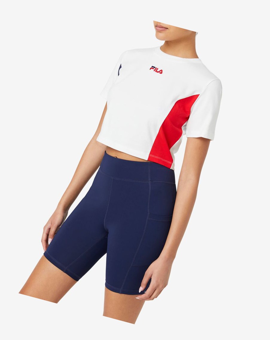 Fila Piera Crop Top Białe Czerwone | BZJTN-1786