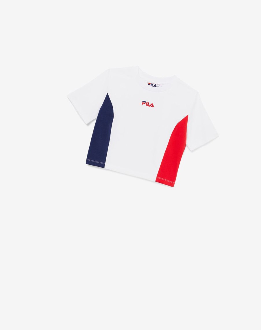 Fila Piera Crop Top Białe Czerwone | BZJTN-1786