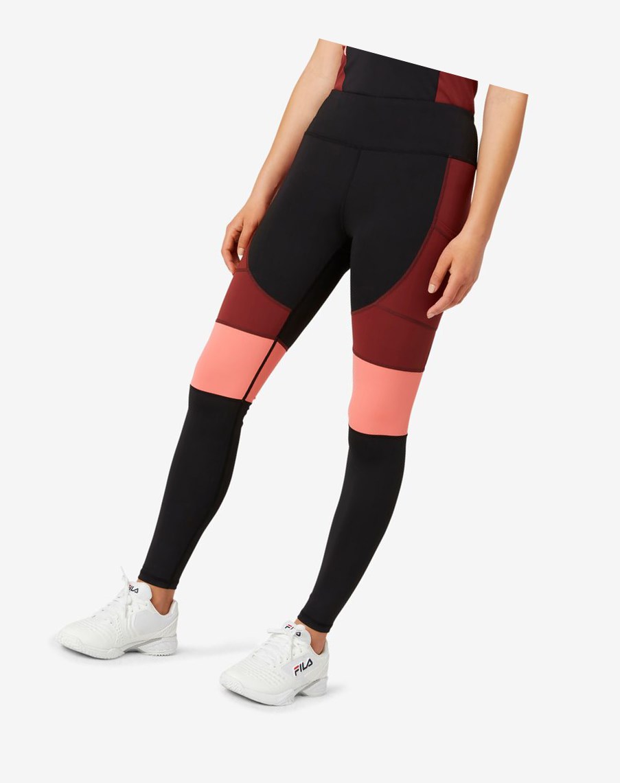 Fila Power Tight Czarne Czekolada Różowe | EXJYB-9163