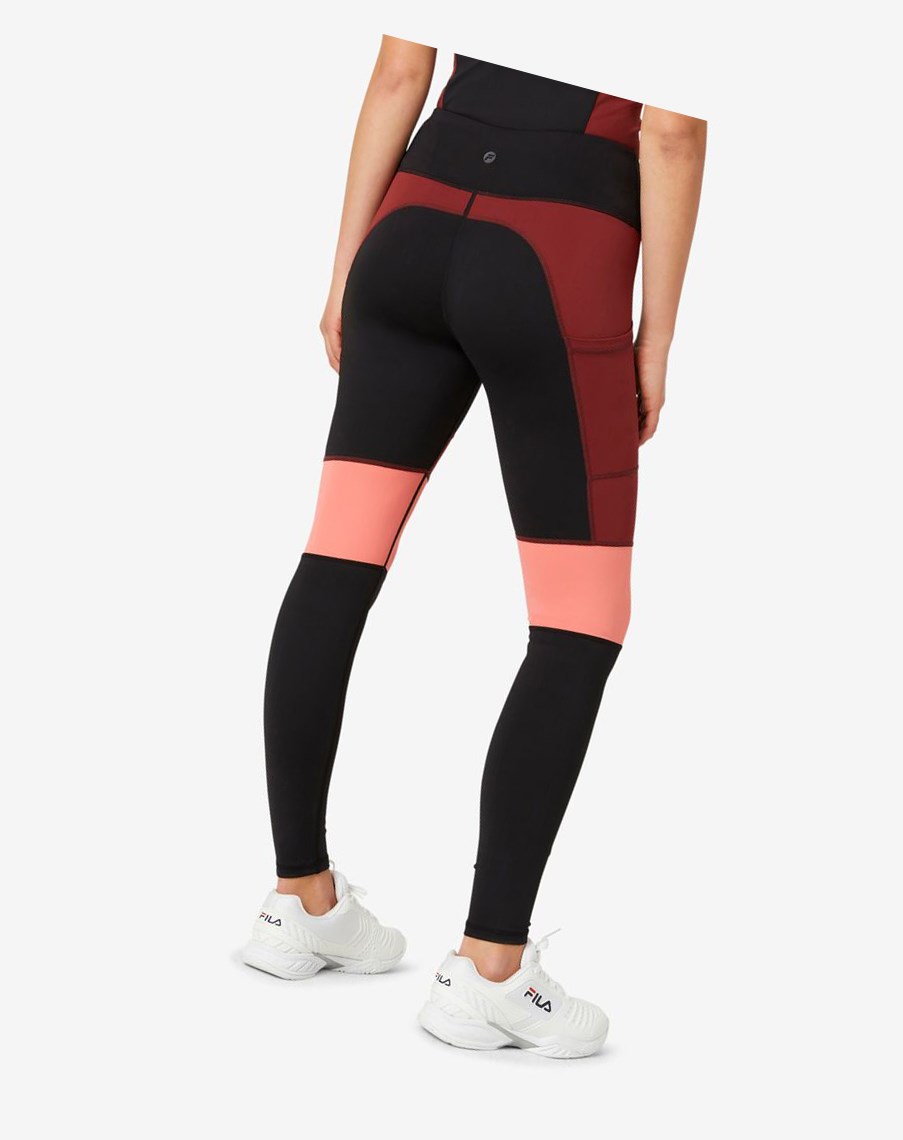 Fila Power Tight Czarne Czekolada Różowe | EXJYB-9163