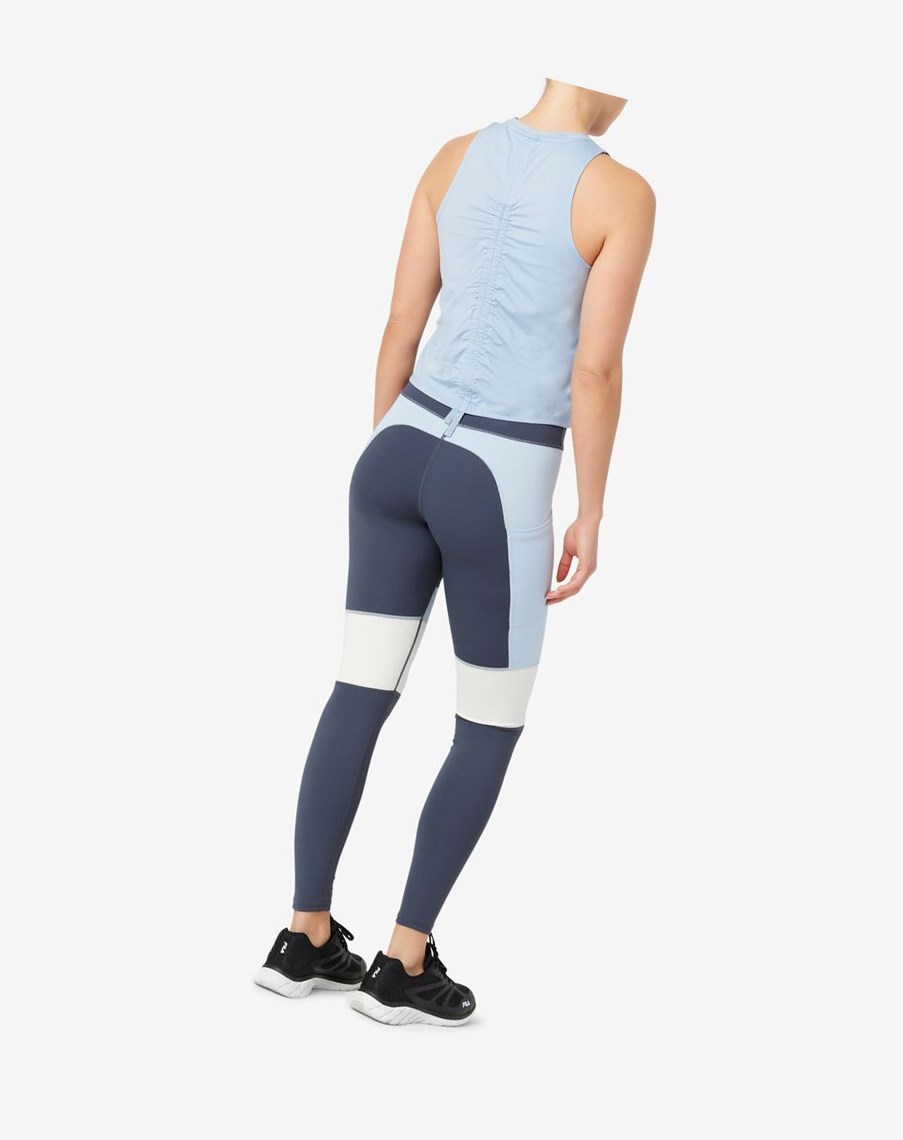 Fila Power Tight Niebieskie Białe | XSCQF-4176