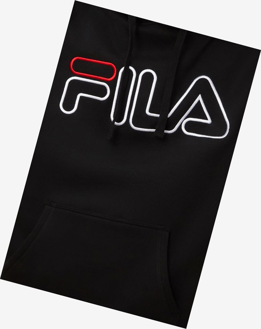 Fila Prati Hoodie Czarne Czerwone Białe | PNRZB-9573