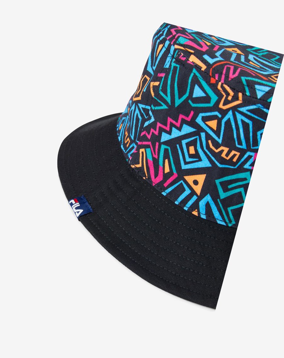 Fila Printed Twill Bucket Hat Czarne | FZBEO-4078