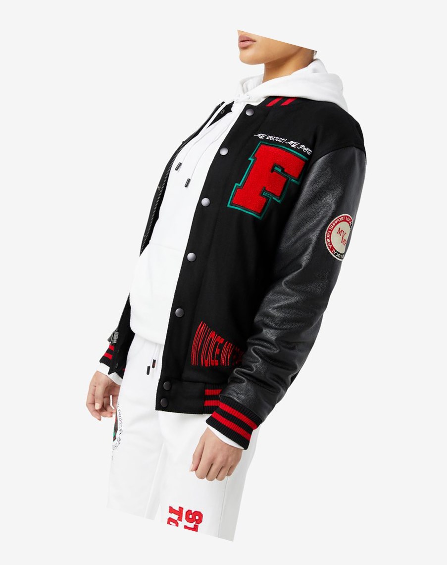 Fila Raddix Varsity Jacket Czarne Czerwone Zielone | EBVNQ-3206