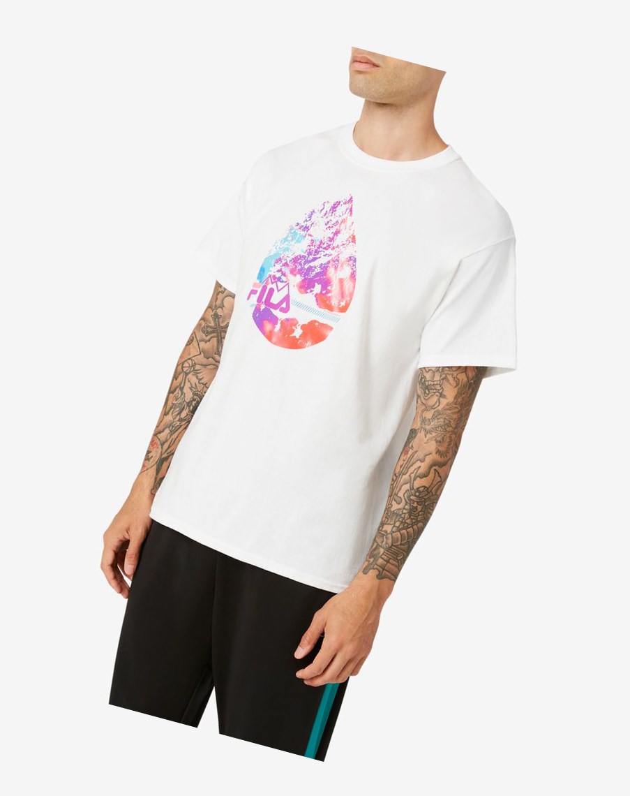 Fila Raindrop Tee Białe | CHJAL-9375