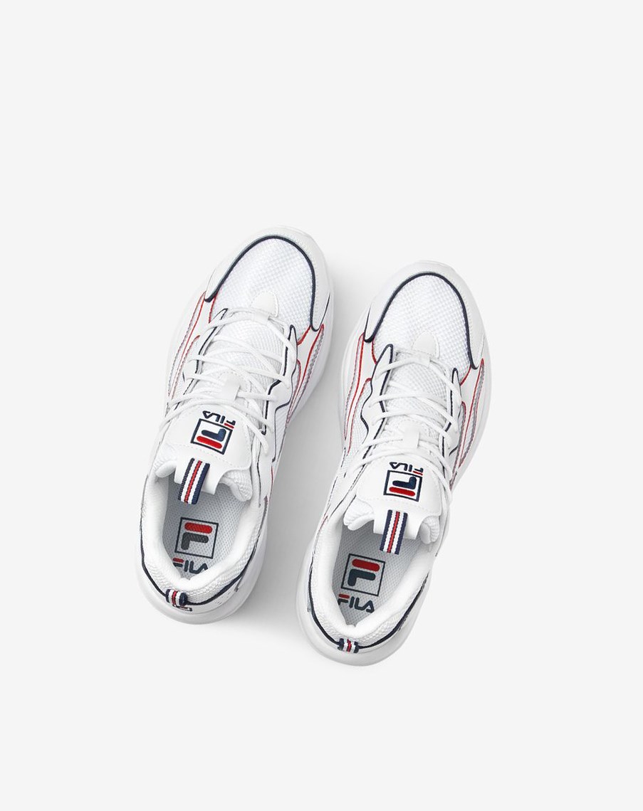 Fila Ray Tracer Contrast Piping Sneakers Białe Granatowe Czerwone | WYIBE-4581