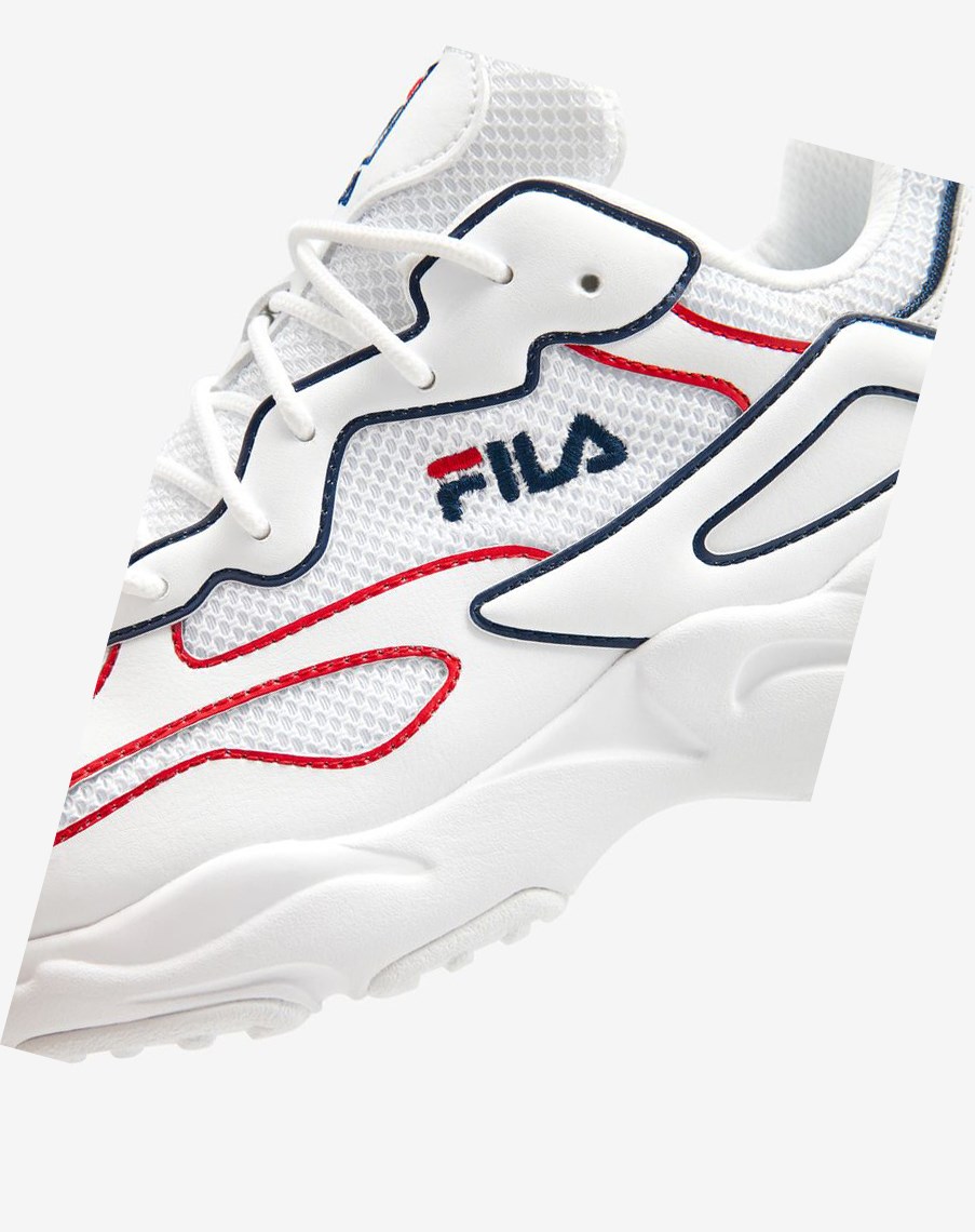 Fila Ray Tracer Contrast Piping Sneakers Białe Granatowe Czerwone | WYIBE-4581