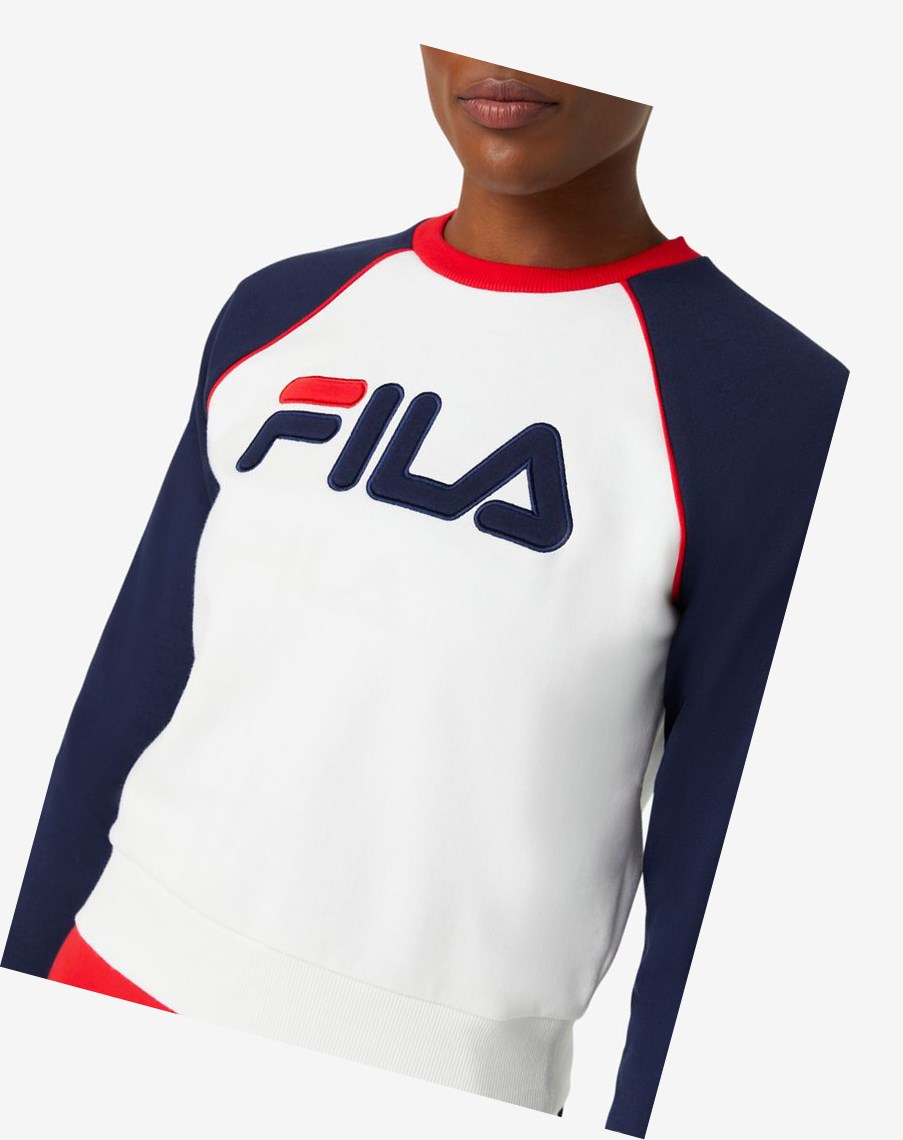 Fila Riccarda Sweatshirt Białe Czerwone | CQTRD-5410