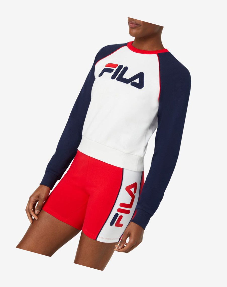 Fila Riccarda Sweatshirt Białe Czerwone | CQTRD-5410