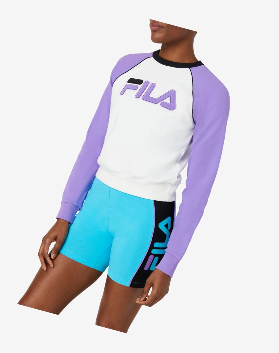 Fila Riccarda Sweatshirt Białe Fioletowe Czarne | ZVKSA-0152