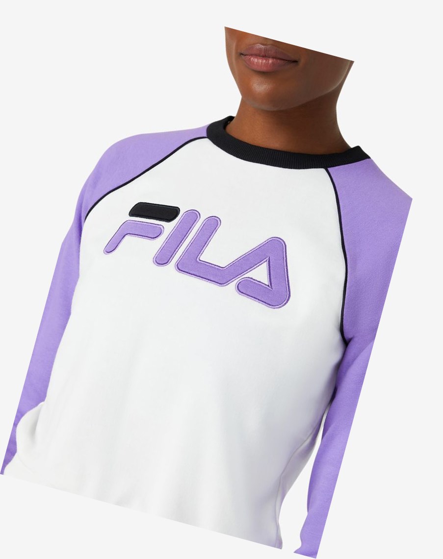 Fila Riccarda Sweatshirt Białe Fioletowe Czarne | ZVKSA-0152