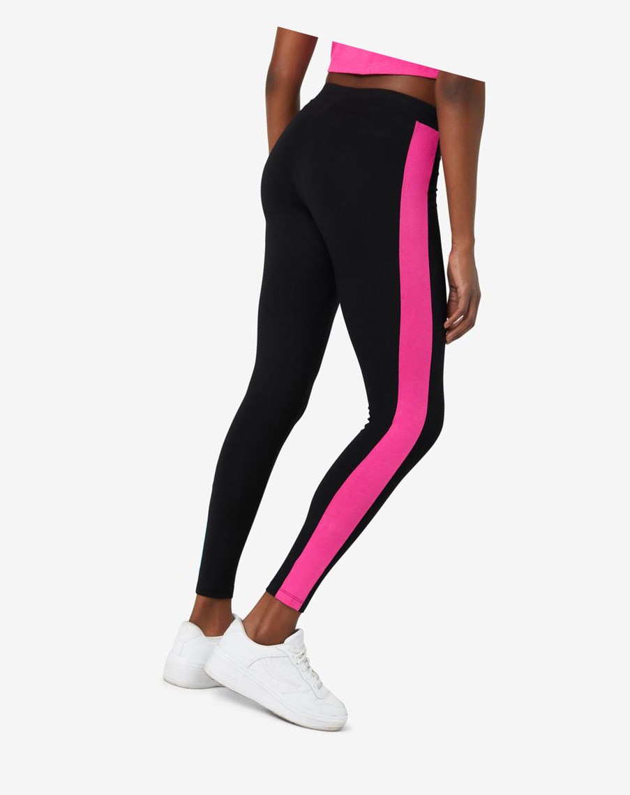 Fila Riviera Legging Czarne Różowe Niebieskie | CUHYW-6074