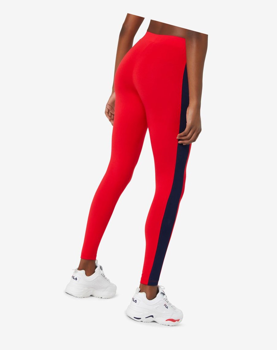 Fila Riviera Legging Czerwone Białe | WXAML-8290