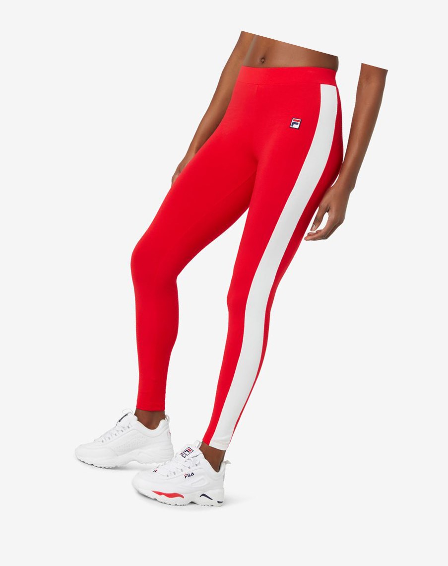 Fila Riviera Legging Czerwone Białe | YJNKF-7192