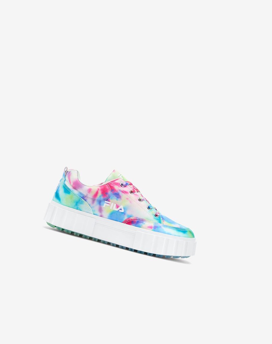 Fila Sandblast Low Mottled Tie Dye Sneakers Zielone Niebieskie Białe | HNABL-8409