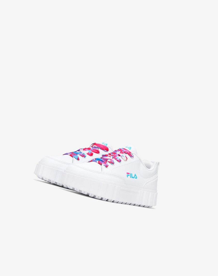 Fila Sandblast Low Satin Koronkowe Sneakers Białe Niebieskie Srebrne | NCSTG-2314