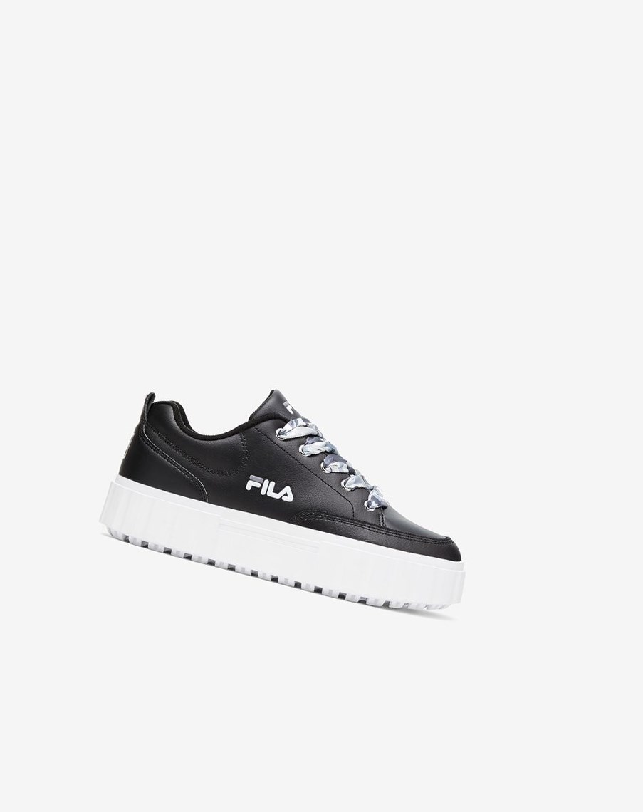 Fila Sandblast Low Satin Koronkowe Sneakers Czarne Białe | SBRJQ-9316