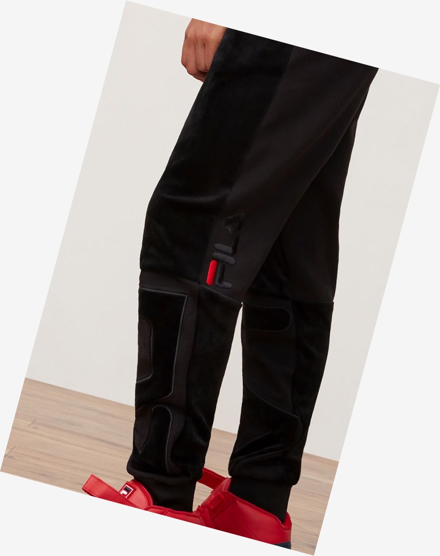 Fila Sparsh Velour Pant Czarne | ULMZV-3582