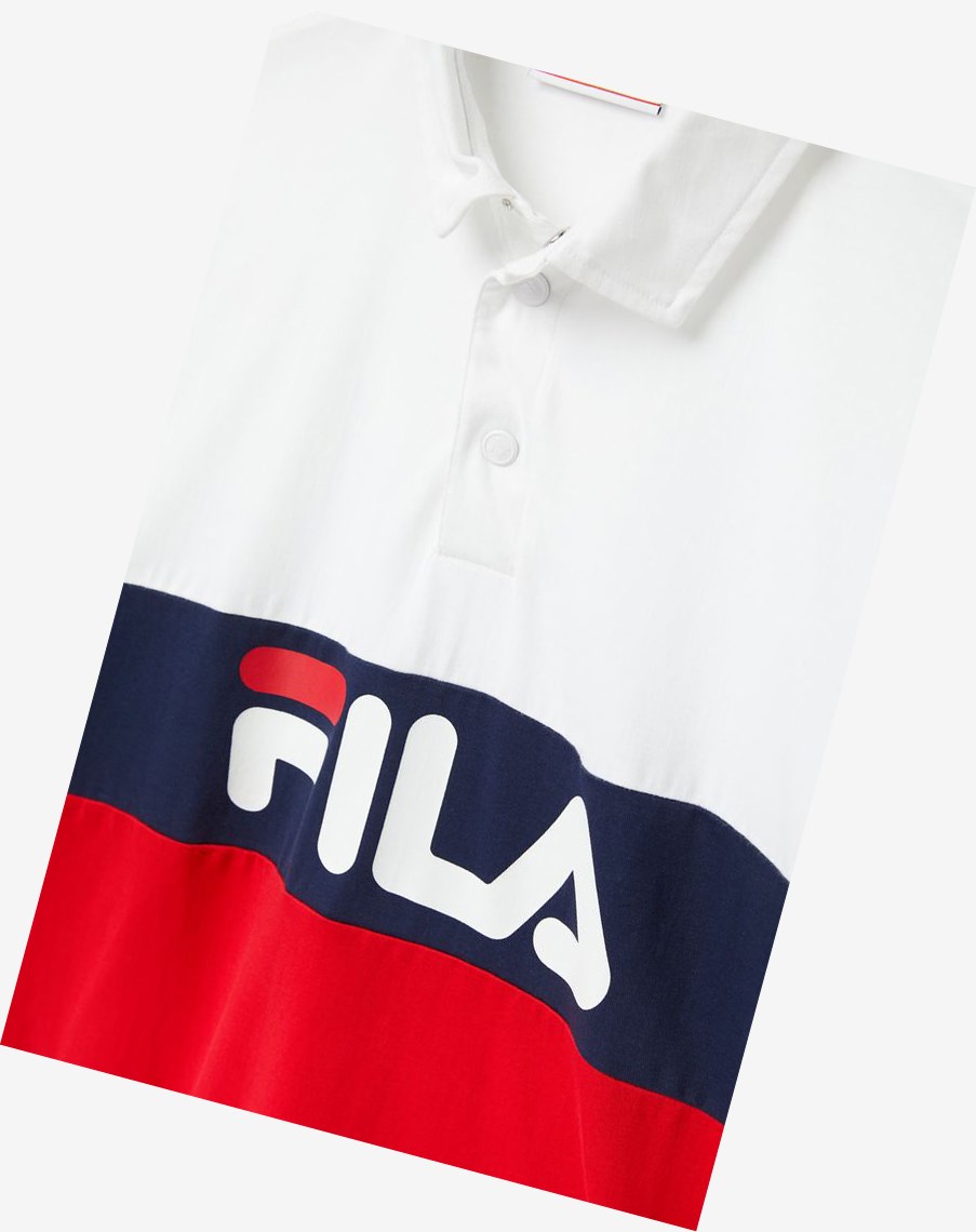 Fila Syd Long Sleeve Polo Białe Czerwone | RAEFX-5978