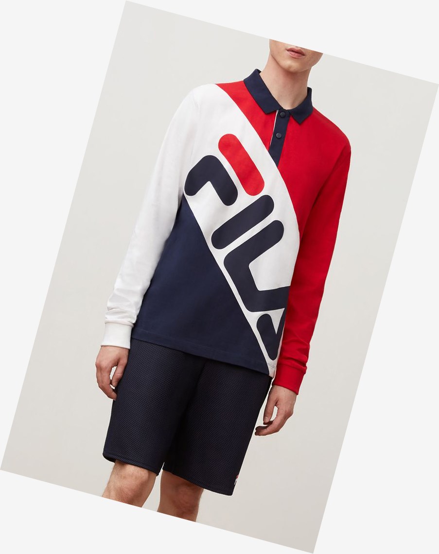 Fila Taygen Rugby Shirt Peac/Wht/Cred | NSRXI-2167