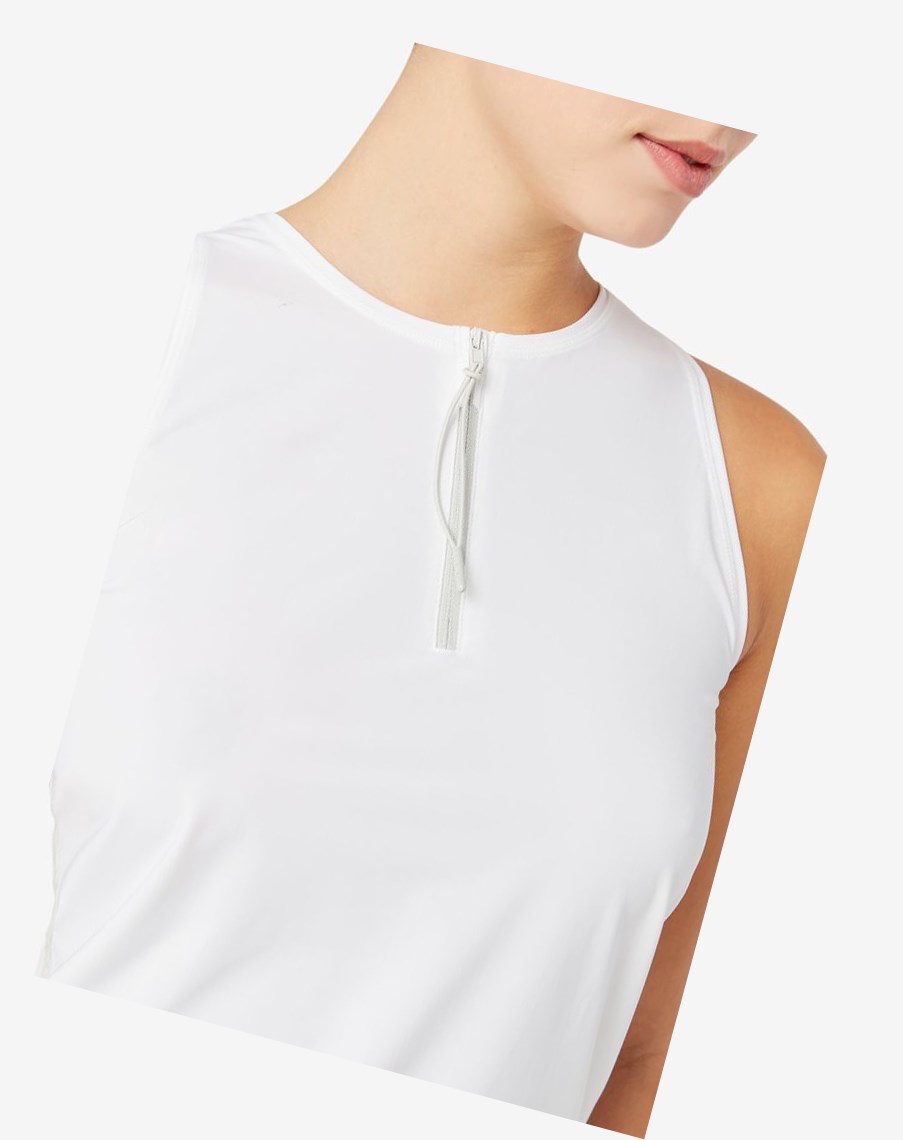 Fila Tie Breaker Front-zip Full Coverage Tank Białe | DKFON-6052