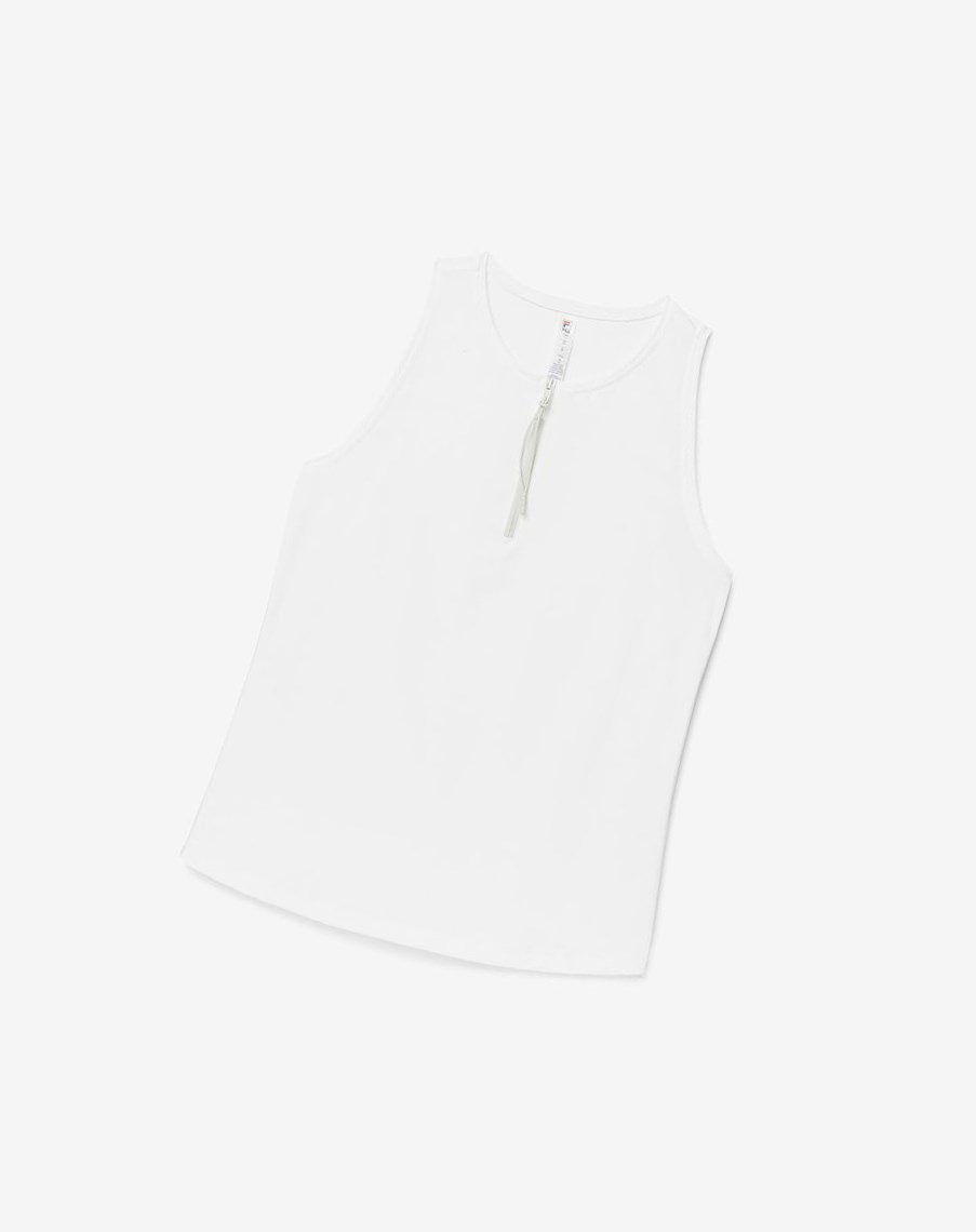 Fila Tie Breaker Front-zip Full Coverage Tank Białe | DKFON-6052