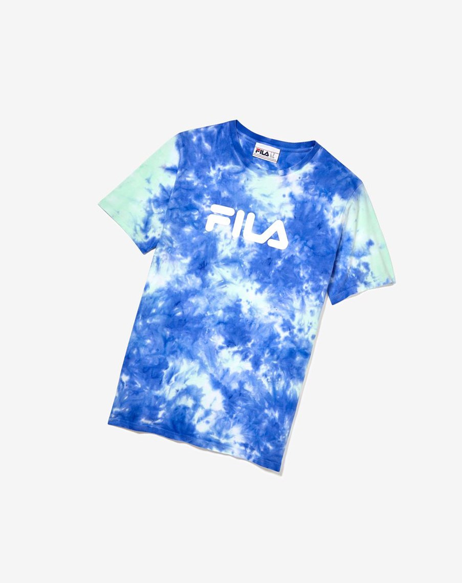 Fila Tie Dye Fila Logo Tee Niebieskie Zielone Białe | GUOAX-3897