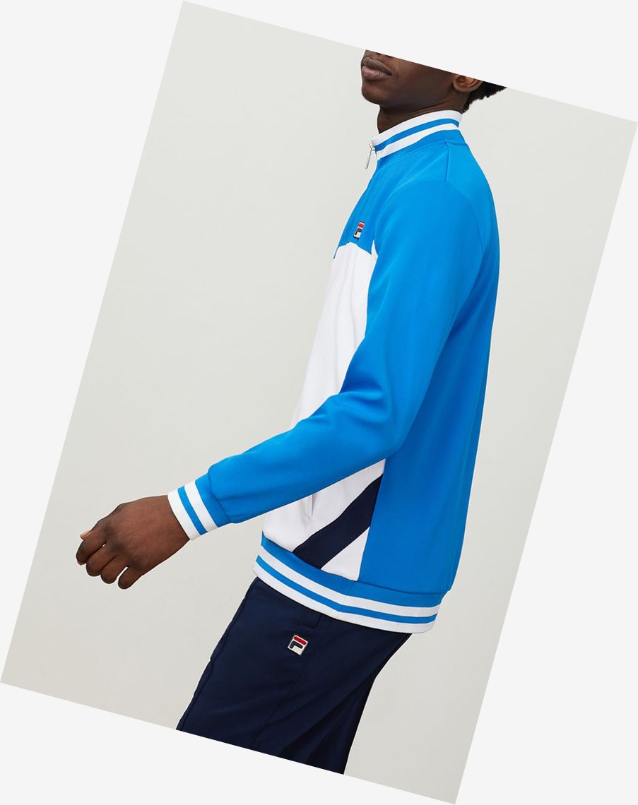 Fila Tiebreaker Track Jacket Wht/Drblu/Navy | EOPDY-0913