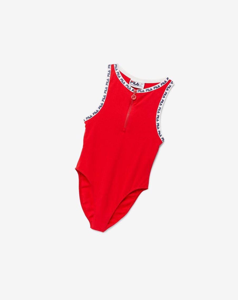 Fila Ulka Bodysuit Czerwone Białe | TVIGO-4057