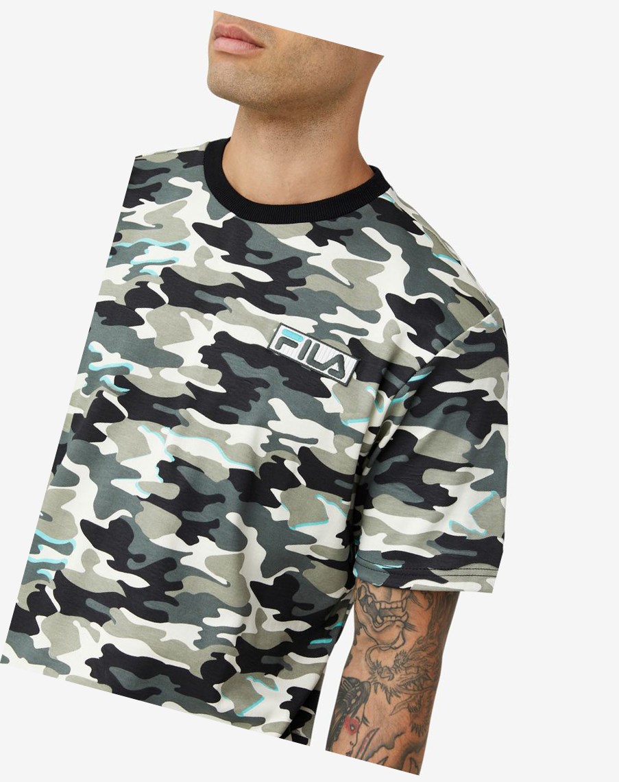 Fila Valentine Camo Tee Czarne | OMDTW-4702