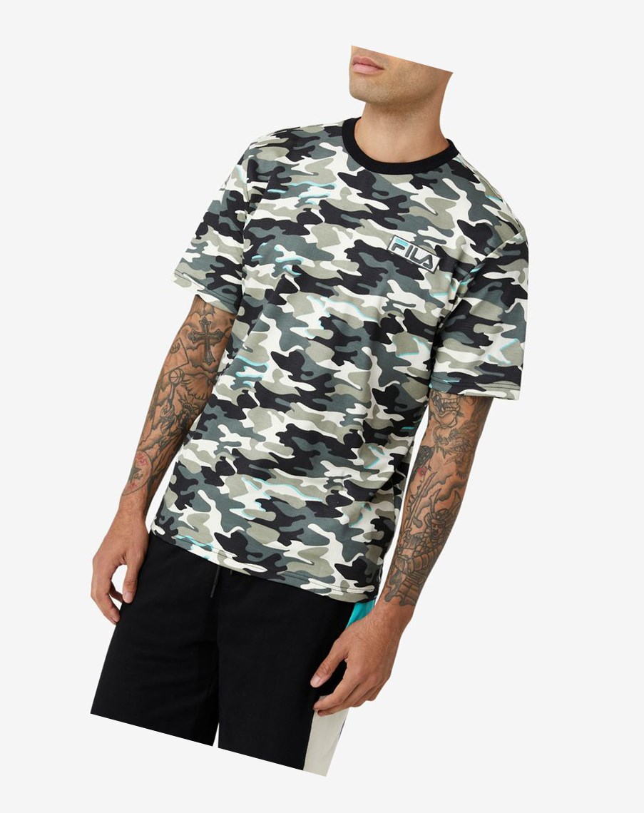 Fila Valentine Camo Tee Czarne | OMDTW-4702